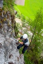 Steinwand Klettersteig mit Silke