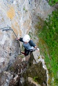 Steinwand Klettersteig mit Silke