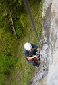 Steinwand Klettersteig mit Silke