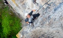 Steinwand Klettersteig mit Silke