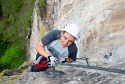 Steinwand Klettersteig mit Silke