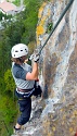 Steinwand Klettersteig mit Silke