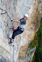 Steinwand Klettersteig mit Silke